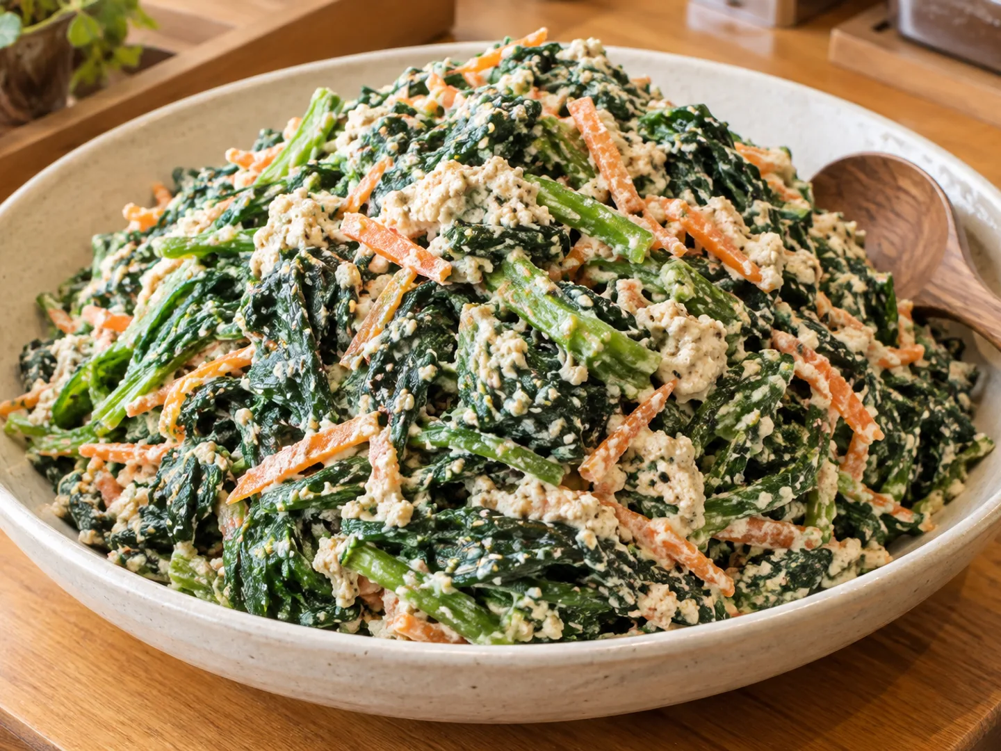 豆腐とごまで和えたほうれん草の白和え